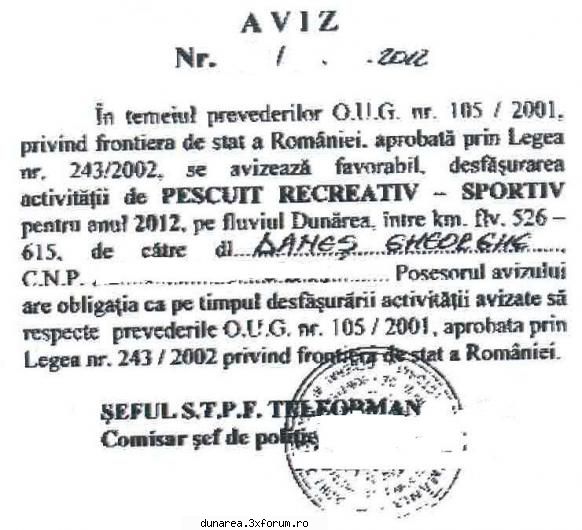 permis anpa pentru pescuitul 2012 inceput vina avizele pentru pescuit frontiera. primul este trebuie